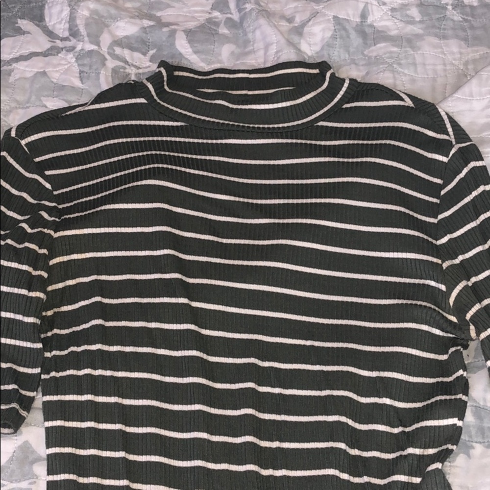 Mock Neck Striped Bodysuit